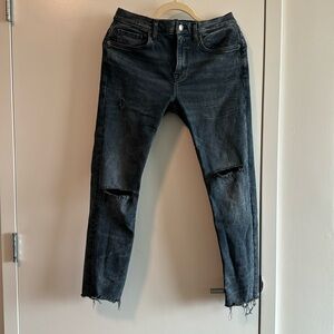 Zara Denim Distressed Jeans, Faded Grey/Black 31 waist